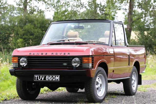 The 1973 Range Rover convertible, which is going to auction.