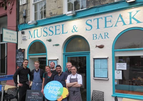 Mussel and Steak Bar staff in the Grassmarket in Edinburgh