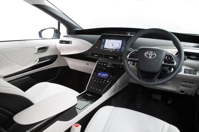 The interior of the 2016 Toyota Mirai.