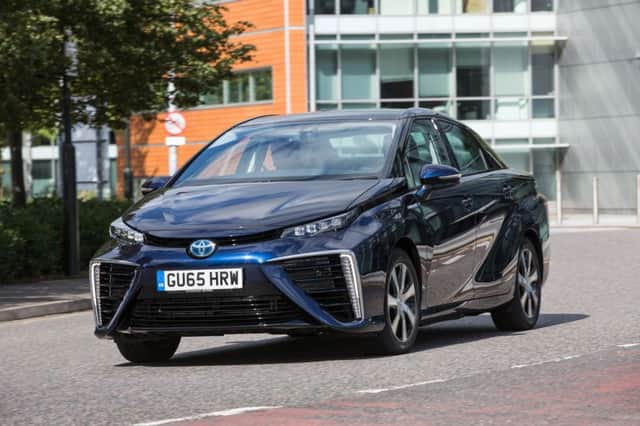 The front exterior of the 2016 Toyota Mirai.