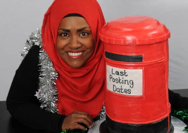 Champion TV baker Nadiya Hussain encouraged Royal Mail customers to post early for Christmas.