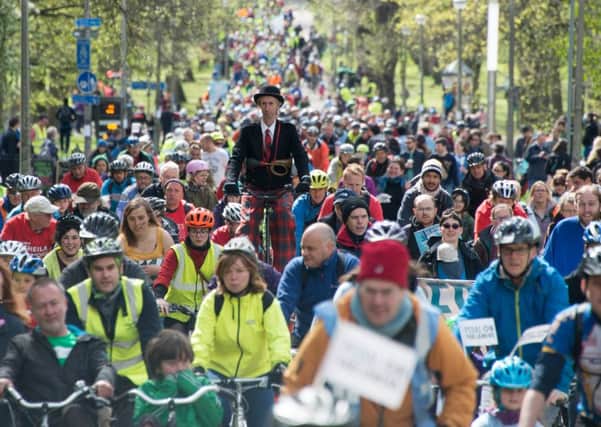 Pedal for Parliament saw thousands of cyclist and walkers converge on The Meadows in Edinburgh