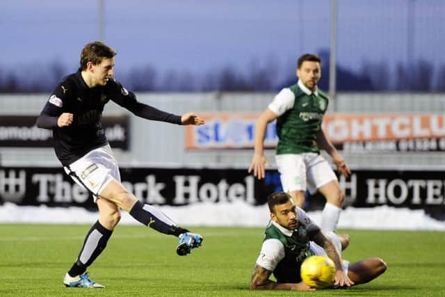 17-01-2016. Picture Michael Gillen. FALKIRK. Falkirk Stadium. Falkirk FC v Hibernian FC. SPFL Ladbrokes Championship. Falkirk goal, Blair Alston 8.