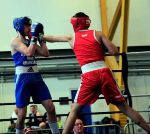 Danas lands a blow on his opponent at Ravenscraig