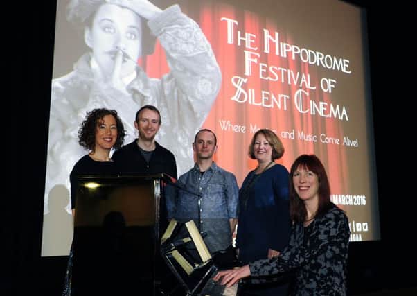 Don't keep it a secret...the Hippodrome Festival of Silent Cinema launch event with festival director Alison Strauss, Paul Harrison and Stu Brown, of Herschel 36, who will perform new scores, festival producer Emma Mortimore and pianist Jane Gardner. (Pic Michael Gillen)
