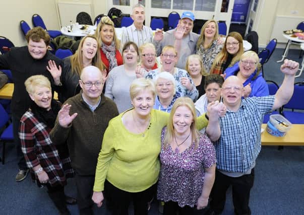 Janice Stevenson and Susan Dickson (front) with fellow fundraisers and members of Headway Falkirk