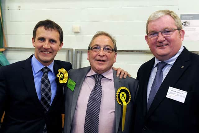 MSP Michael Matheson, left, MP John McNally, centre, and Angus MacDonald