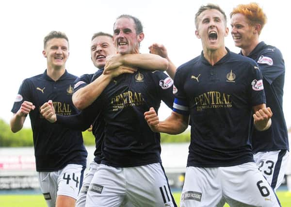 Falkirk FC v Raith Rovers FC Scottish Championship,  15/08/2015, Falkirk, Falkirk Stadium, 4 Stadium Way, FK2 9EE, Falkirk District, 

2nd Half 

Goal Mark Kerr

Pic by Alan Murray
Contact - mob   075 11123 919                      www.alanmurrayphotography.co.uk