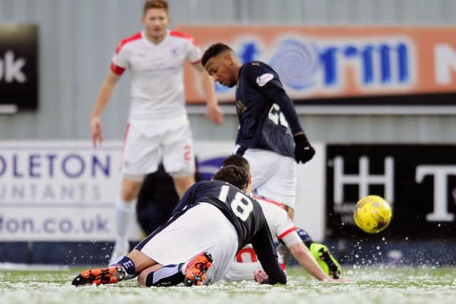 Myles Hippolyte was injured in this challenge which saw Kyle Benedictus red carded