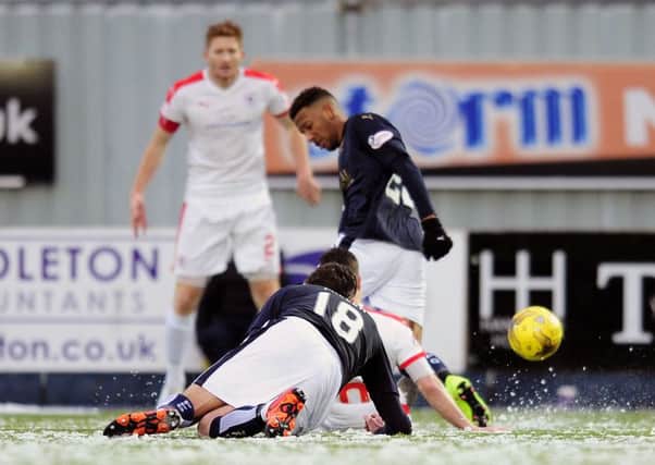 Myles Hippolyte was injured in this challenge which saw Kyle Benedictus red carded