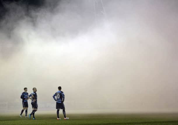 The flare was thrown on to the pitch during the early stages of he tie