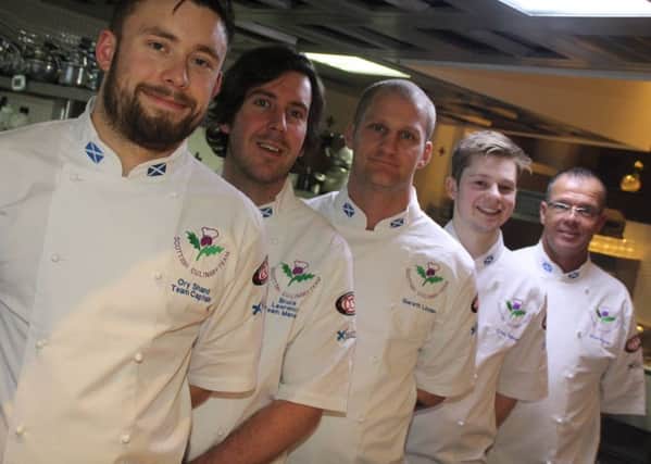 Gareth Linden (Middle) with Scotland's Culinary Team as they took part in the Battle for the Dragon competition in Wales