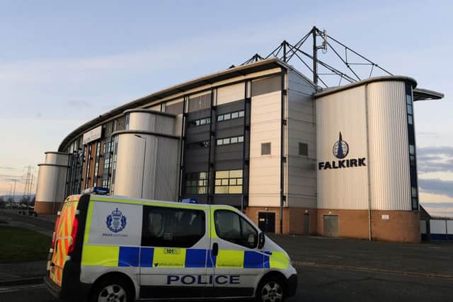 27-02-2016. Picture Michael Gillen. FALKIRK. Falkirk Stadium. Falkirk FC v Queen of the South FC. SPFL Ladbrokes Championship. Falkirk Stadium evacuated due to a suspicious package being left unattended in the main stand. Police Scotland were in attendance.