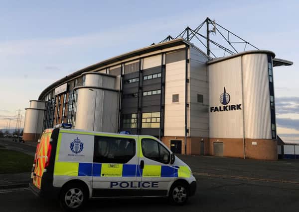 27-02-2016. Picture Michael Gillen. FALKIRK. Falkirk Stadium. Falkirk FC v Queen of the South FC. SPFL Ladbrokes Championship. Falkirk Stadium evacuated due to a suspicious package being left unattended in the main stand. Police Scotland were in attendance.
