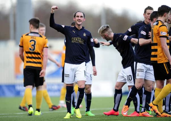 Mark Kerr celebrates after netting Falkirk's second goal