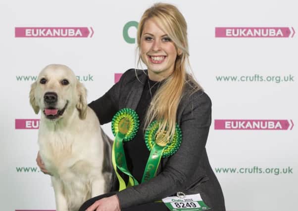 Linsey Dunbar and Song  the Gordon Setter, who was the Best of Breed winner  at Crufts 2016