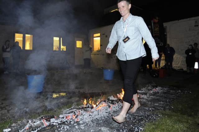 Everyone got to have a go walking over the hot coals