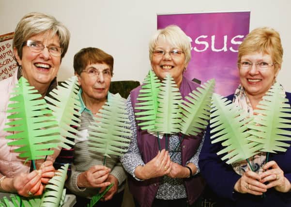 Making palms for Palm Sunday Kate Duncan,  Janet Anderson,  Dorothy Sharp and Janice Morrison