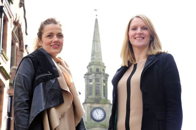 Lauren Ferguson of Sisters and Margaret Foy of the Howgate Shopping Centre at the launch of Falkirk Fashion Week and Model Search Scotland
Picture: Michael Gillen
