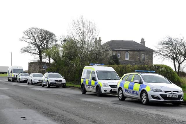 Police searched properties in Camelon and Grangemouth