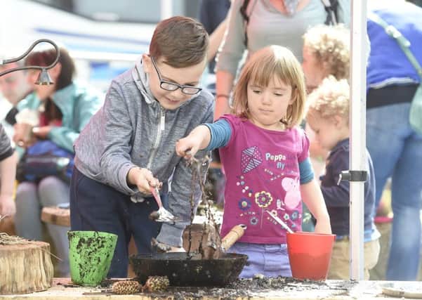 Volunteers made a mud kitchen at Larbert Day Nursery