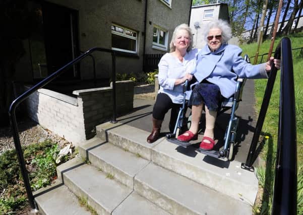 Pensioner Vera Bruce and daughter Norma at one of the sets of steps