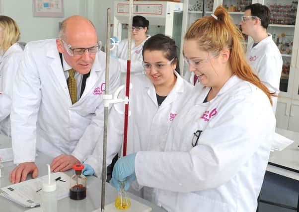 John Swinney meets science students at Forth Valley College