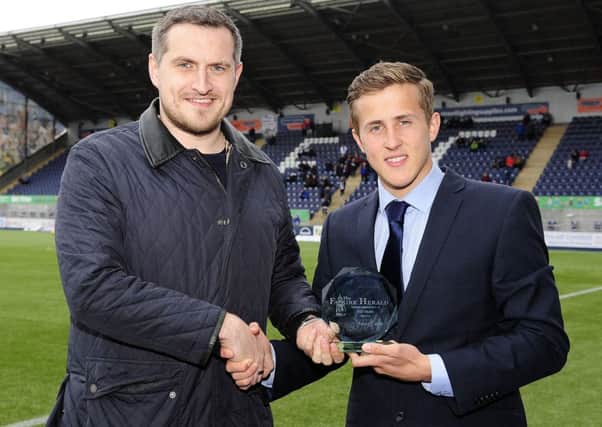 Will Vaulks receives his Starshot award from Falkirk Herald Sports Editor David Oliver