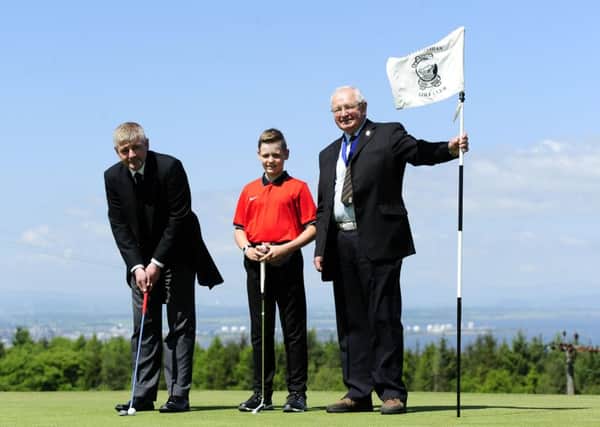 The Fraser family on the infamous 8th hole The Coffin at West Lothian Golf Club. Picture: Michael Gillen