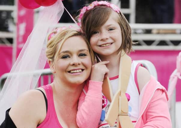 Grace Newton with mum Janet as she prepares to launch Race for Life Falkirk 2016