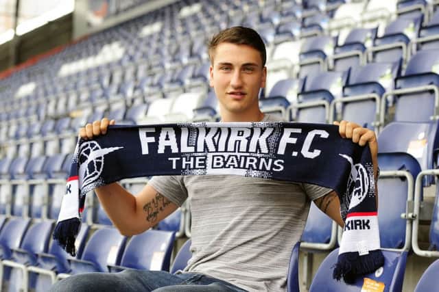 Luca Gasparotto signs for Falkirk Football Club. Picture Michael Gillen.