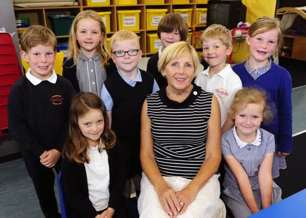 Morag with some of her pupils before her retirement this week. Picture: Michael Gillen