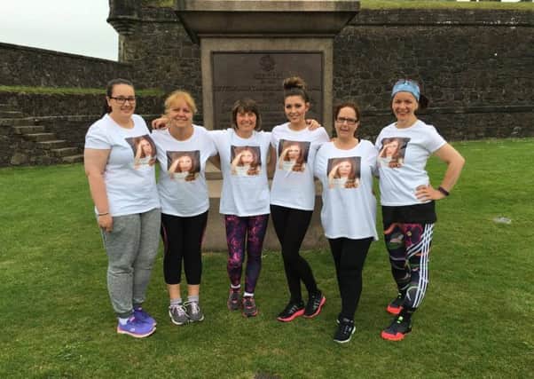 Amanda, third from right, with her team which walked from Stirling Castle to the Falkirk Wheel