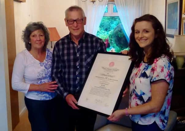 Alan Payne is pictured with wife Anne and daughter-in-law Orla