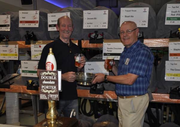 Tryst Brewery owner John McGarva with Ray Turpie of CAMRA