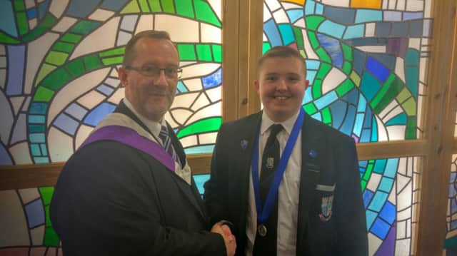 Denny dux for 2015/16 Craig Reid with rector Stephen Miller