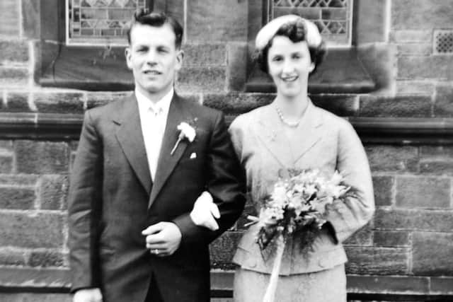 Bert and Ishbel on their wedding day in 1956