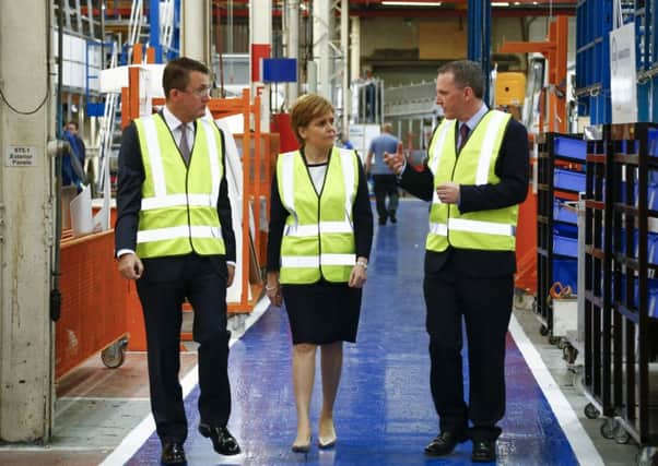 Nicola Sturgeon visits Alexander Dennis Ltd in Camelon to launch a Â£7.3 million Scottish Enterprise grant on Monday