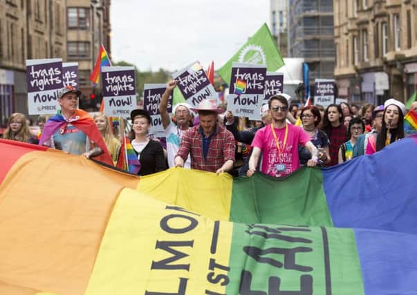 Pride Glasgow - the city's annual LGBT event as it marches through Glasgow City centre.  Picture Robert Perry .