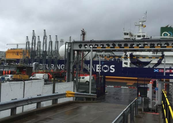 Ineos ship Insight - delivering the first shipment of shale gas - docking at Grangemouth.