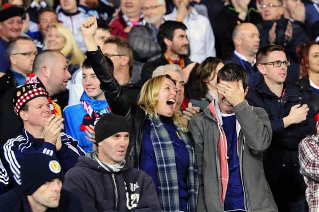 There was relief and raving in the stands at Scotland's late goal. Picture Michael Gillen.