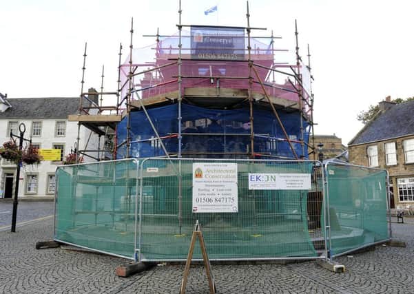 Restoration work has started on the Linlithgow Cross well Picture: Michael Gillen