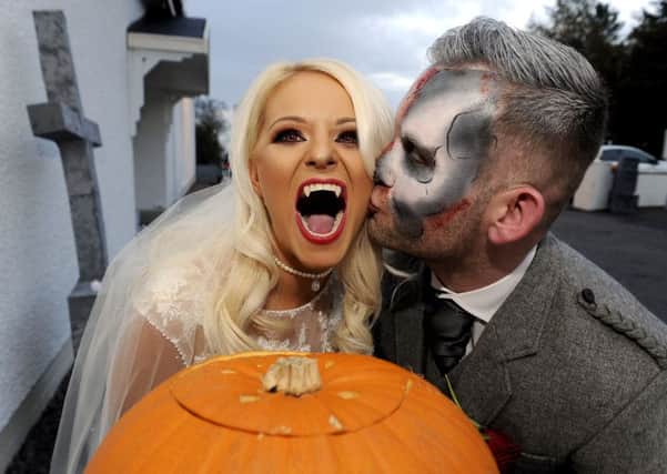 Debbie and Scott on their big day yesterday. Pictures: Michael Gillen