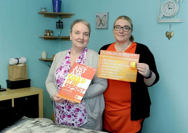 Heather McCabe, right, with mum Christine, are raising awareness of the deadly condition sepsis which nearly killed her sister. Picture: Michael Gillen