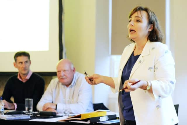 Helena Paul of pressure group Edinburgh Airport Watch at one of the public meetings. Picture: Alan Murray