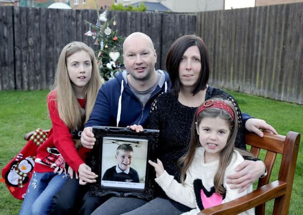Ethan's sisters Amy and Alesha with mum and dad Mark and Claire. Picture: Michael Gillen
