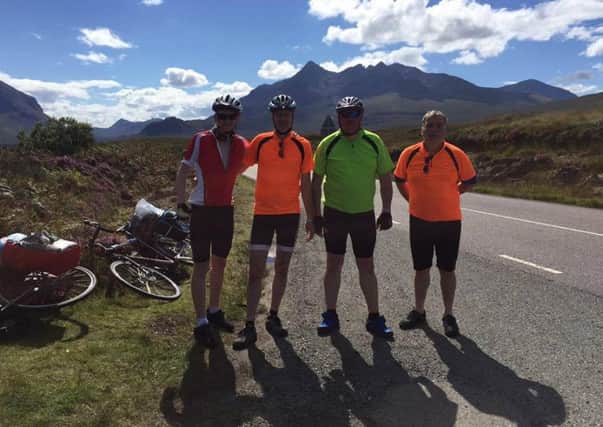 Cyclists from Brightons, Lewis Crawford, Bill Shanks, Stephen Allan and George Haggarty, take on the Outer Hebrides to raise cash for MacMillan Cancer Research