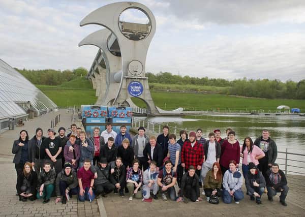 Canal College graduates gathered at Falkirk Wheel after the first term