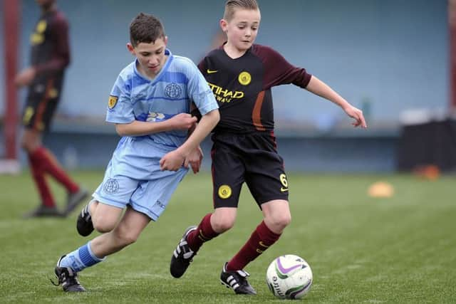 Forth Valley Football Academy v Manchester City Academy at Ochilview, Stenhousemuir. Picture by Michael Gillen.