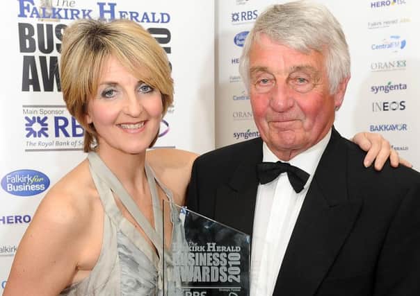 Duncan Adams, who has sadly passed away, with daughter Kaye at the 2010 Falkirk Herald Business Awards where he was given a lifetime achievement recognition. Picture: Michael Gillen